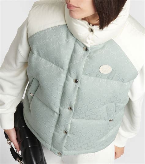 GG cotton blend canvas puffer vest 